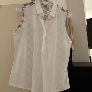 NWT Foray Golf White Sleeveless Top with Floral Accents